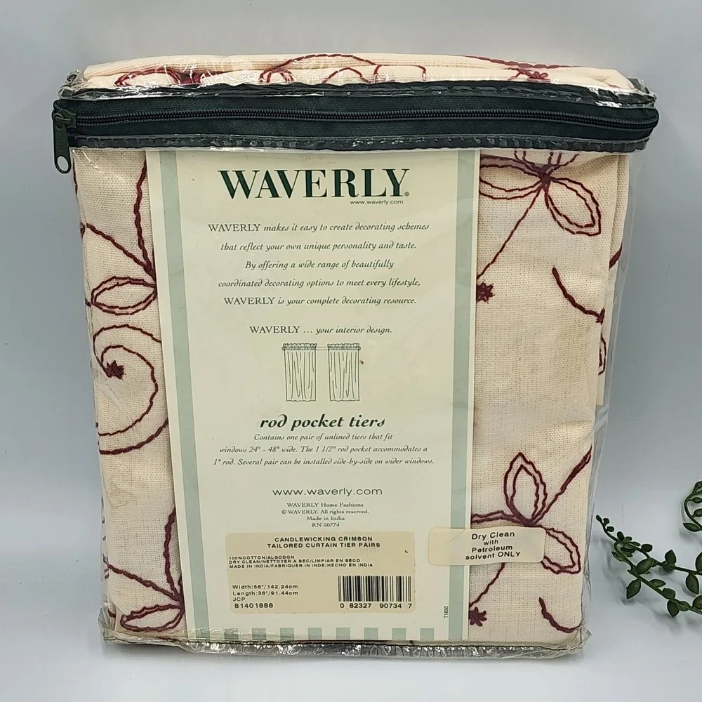 Vintage Waverly Floral Tier Curtains 56x36 Rod Pocket Country Cottage Kitchen